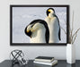 Kaiserpinguine auf Leinwandbild gerahmt mit Kirschblüten