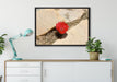 prächtige rote Kaktusblüte auf Leinwandbild gerahmt verschiedene Größen im Wohnzimmer