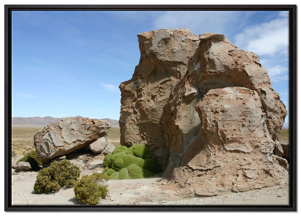 Felsbrocken in der Wüste auf Leinwandbild gerahmt Größe 100x70