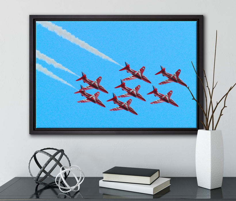 rote Staffelflieger auf Leinwandbild gerahmt mit Kirschblüten