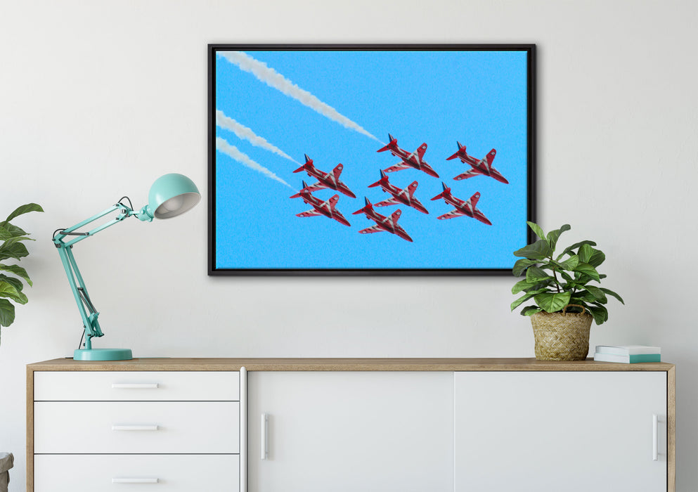 rote Staffelflieger auf Leinwandbild gerahmt verschiedene Größen im Wohnzimmer