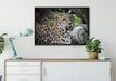 prachtvoller Leopard auf Leinwandbild gerahmt verschiedene Größen im Wohnzimmer