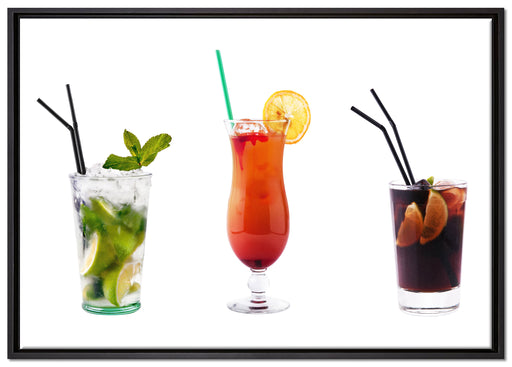 fruchtig frische Cocktails auf Leinwandbild gerahmt Größe 100x70