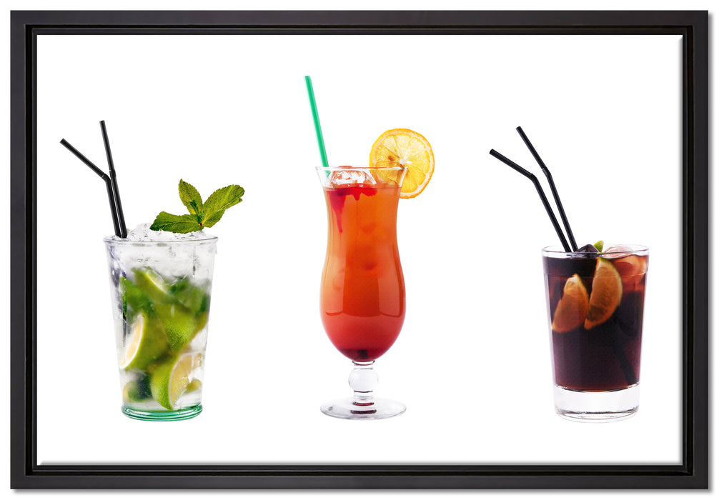 fruchtig frische Cocktails auf Leinwandbild gerahmt Größe 60x40