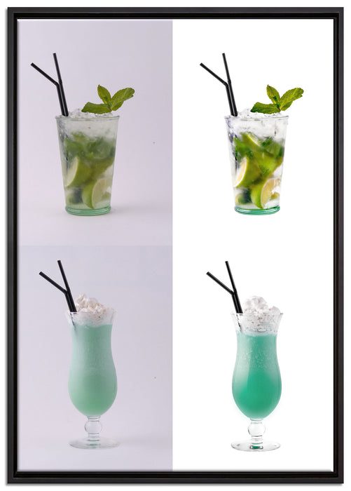 kontrastreiche Cocktails auf Leinwandbild gerahmt Größe 100x70