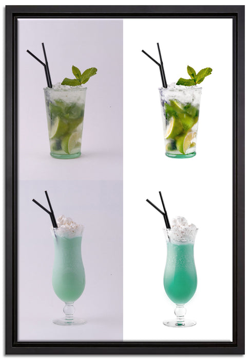 kontrastreiche Cocktails auf Leinwandbild gerahmt Größe 60x40