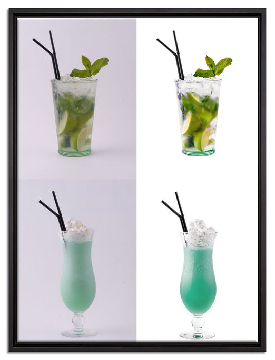 kontrastreiche Cocktails auf Leinwandbild gerahmt Größe 80x60