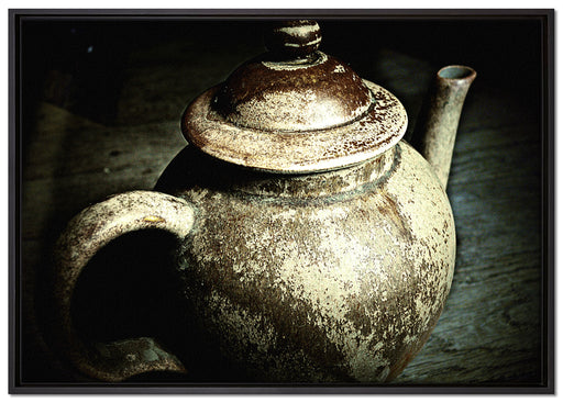Teekanne aus Keramik auf Leinwandbild gerahmt Größe 100x70