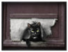 Katze durch Hundeklappe auf Leinwandbild gerahmt Größe 80x60