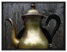 stilvolle alte Teekanne aus Metall auf Leinwandbild gerahmt Größe 80x60