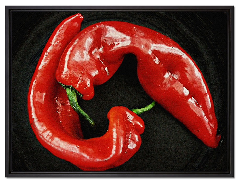 scharfe Chilischoten auf Leinwandbild gerahmt Größe 80x60