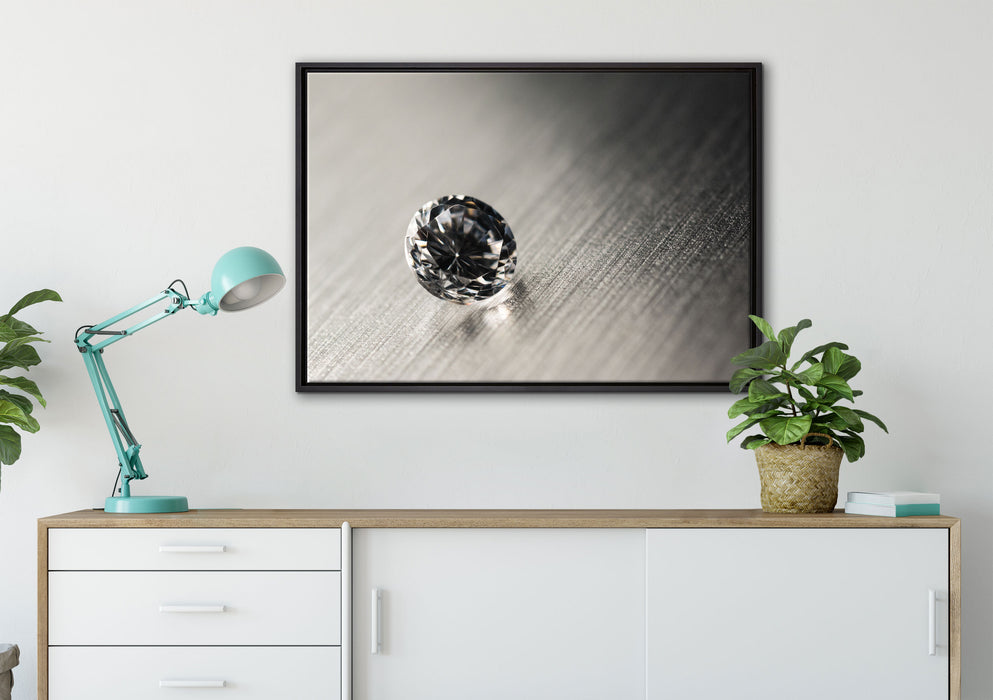 kleiner reiner Diamant auf Leinwandbild gerahmt verschiedene Größen im Wohnzimmer