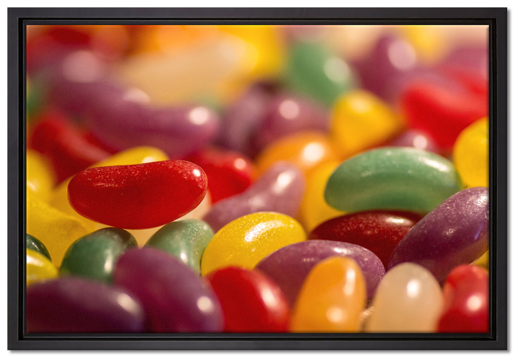bunte Süßigkeiten auf Leinwandbild gerahmt Größe 60x40