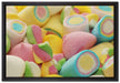 bunte Schaumsüßigkeiten auf Leinwandbild gerahmt Größe 60x40
