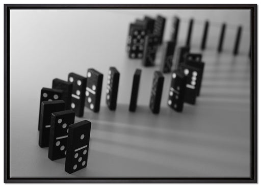 lange Dominokette auf Leinwandbild gerahmt Größe 100x70