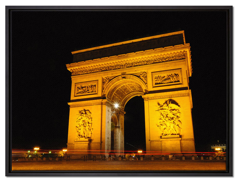 Dark Triumphbogen bei Nacht auf Leinwandbild gerahmt Größe 80x60