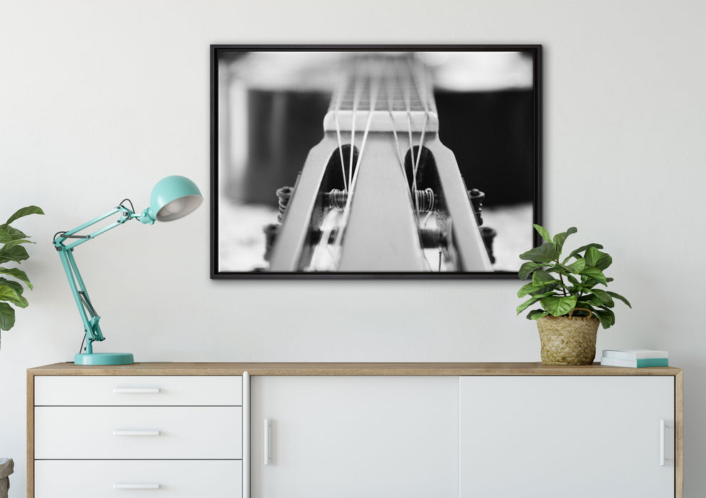 Gitarrensaiten Wirbel auf Leinwandbild gerahmt verschiedene Größen im Wohnzimmer