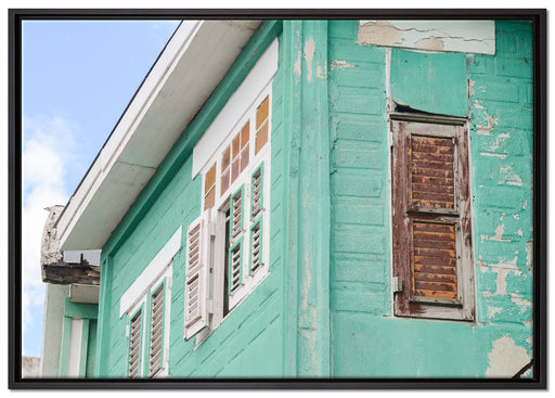 altes karibisches Haus auf Leinwandbild gerahmt Größe 100x70
