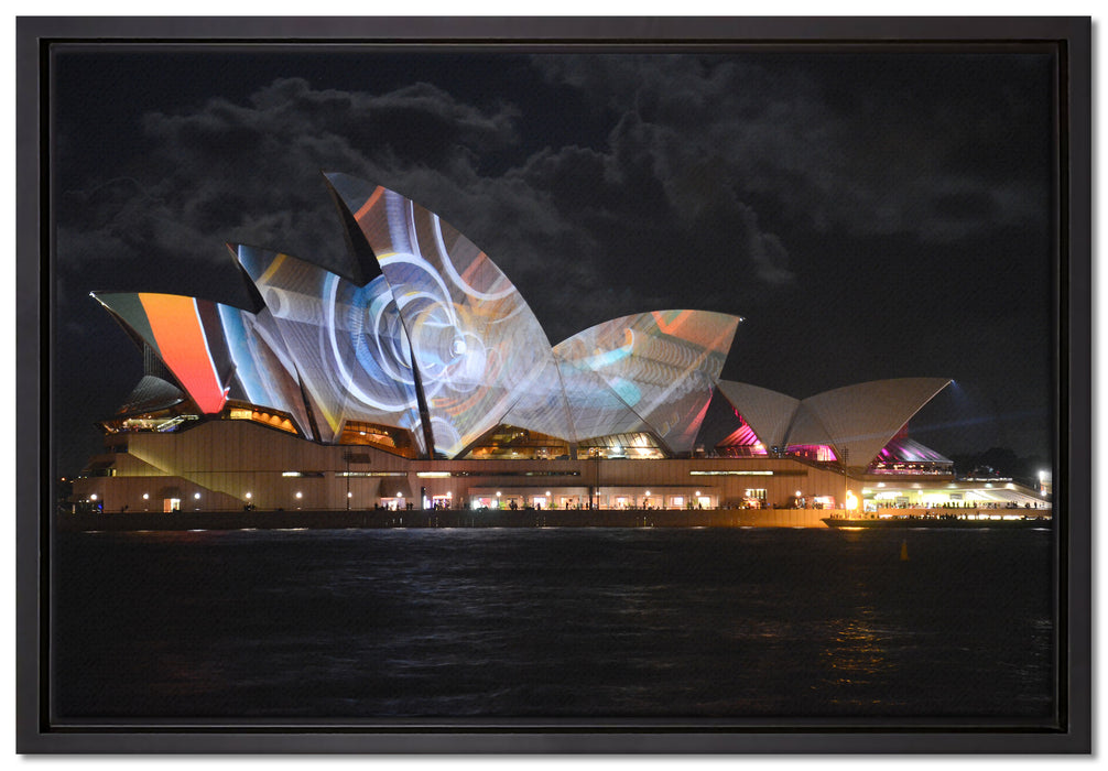 Sydney Opera House Lichter auf Leinwandbild gerahmt Größe 60x40