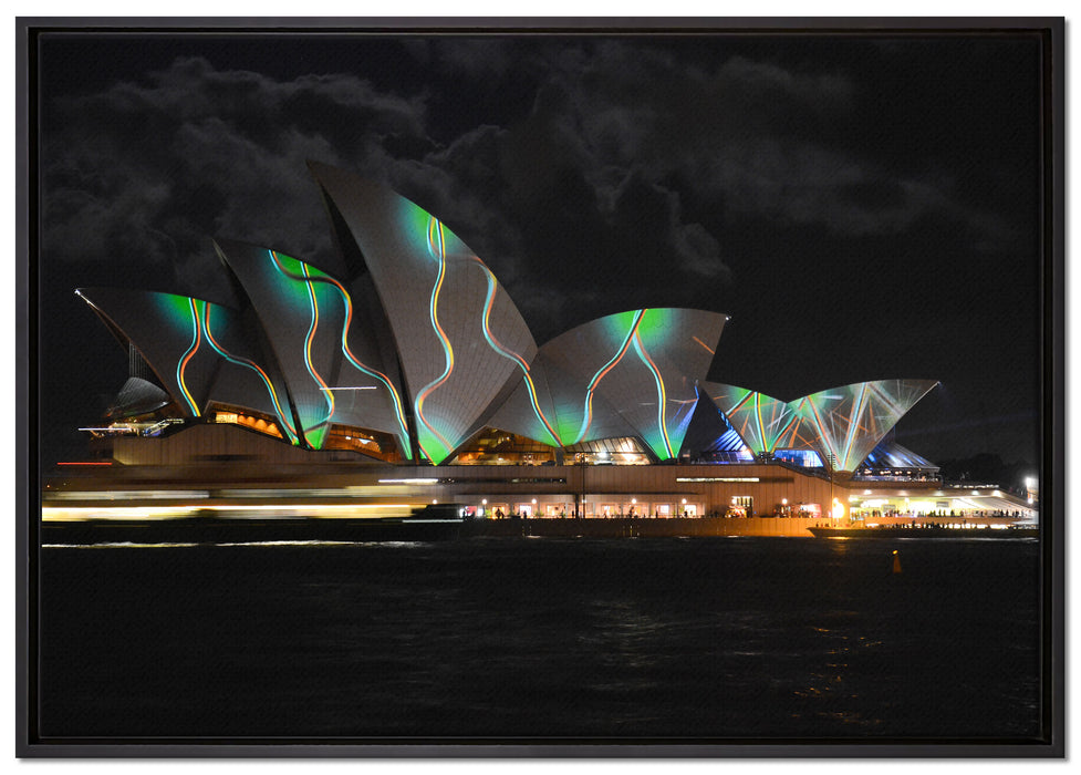 Sydney Opera House Beleuchtung auf Leinwandbild gerahmt Größe 100x70