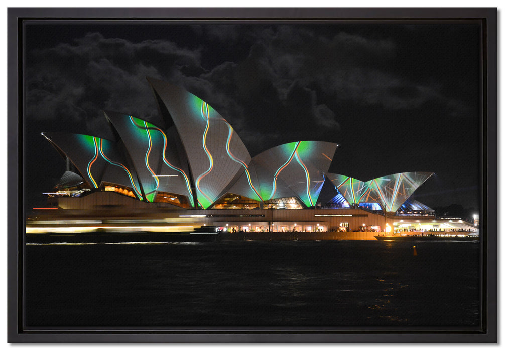 Sydney Opera House Beleuchtung auf Leinwandbild gerahmt Größe 60x40