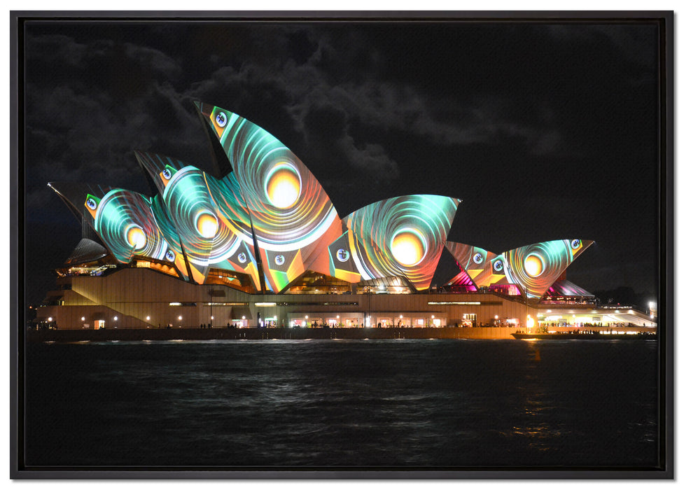Sydney Opera House Pfauenaugen auf Leinwandbild gerahmt Größe 100x70