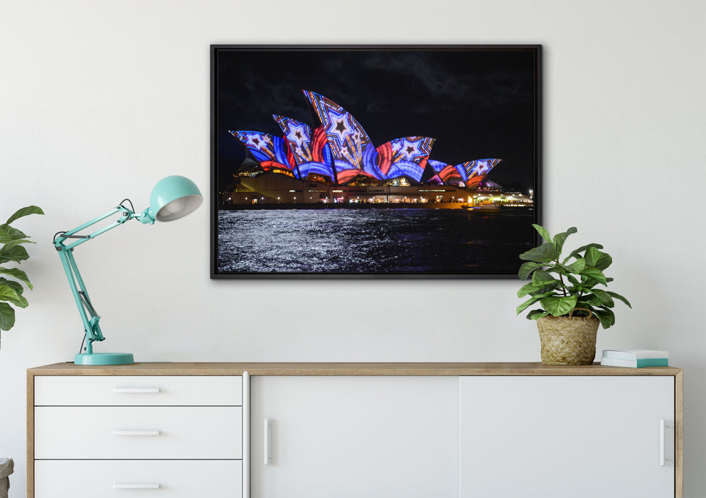 Sydney Opera House auf Leinwandbild gerahmt verschiedene Größen im Wohnzimmer