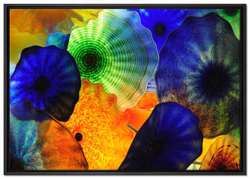 bunte Quallen auf Leinwandbild gerahmt Größe 100x70