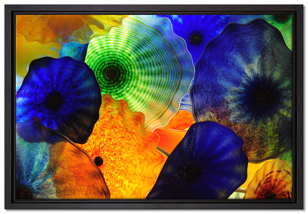 bunte Quallen auf Leinwandbild gerahmt Größe 60x40