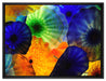 bunte Quallen auf Leinwandbild gerahmt Größe 80x60