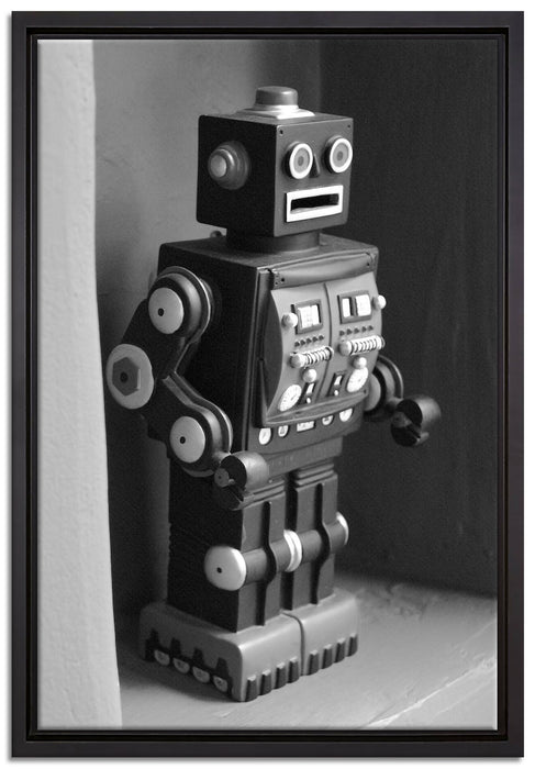 Spielzeugroboter auf Leinwandbild gerahmt Größe 60x40