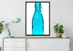 blaue Glasflasche auf Leinwandbild gerahmt verschiedene Größen im Wohnzimmer