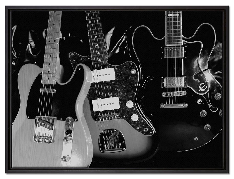 elegante E-Gitarren auf Leinwandbild gerahmt Größe 80x60