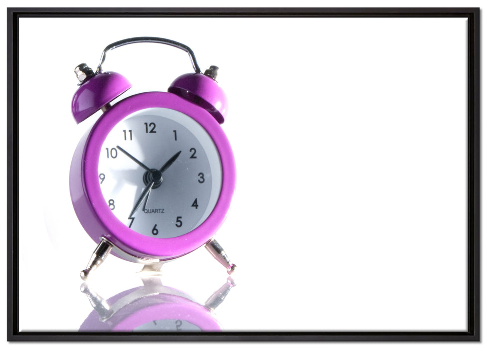 pinker Wecker auf Leinwandbild gerahmt Größe 100x70
