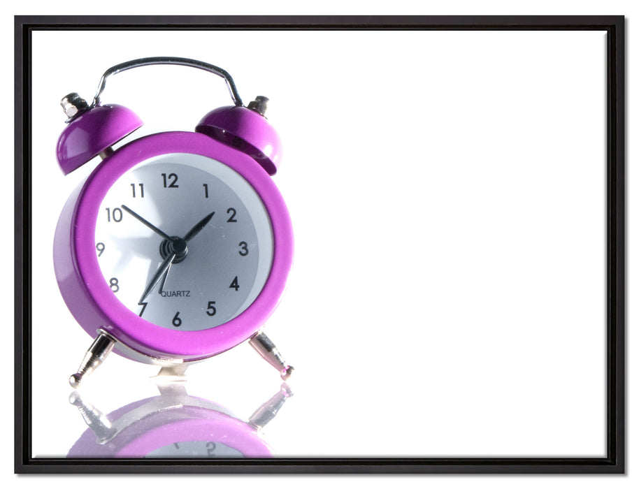 pinker Wecker auf Leinwandbild gerahmt Größe 80x60
