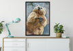 verspielter Grizzlybär auf Leinwandbild gerahmt verschiedene Größen im Wohnzimmer