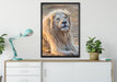 anmutiger weißer Löwe auf Leinwandbild gerahmt verschiedene Größen im Wohnzimmer