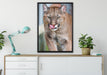 anmutiger Puma auf Leinwandbild gerahmt verschiedene Größen im Wohnzimmer