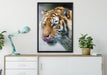 anmutiger Tiger auf Leinwandbild gerahmt verschiedene Größen im Wohnzimmer
