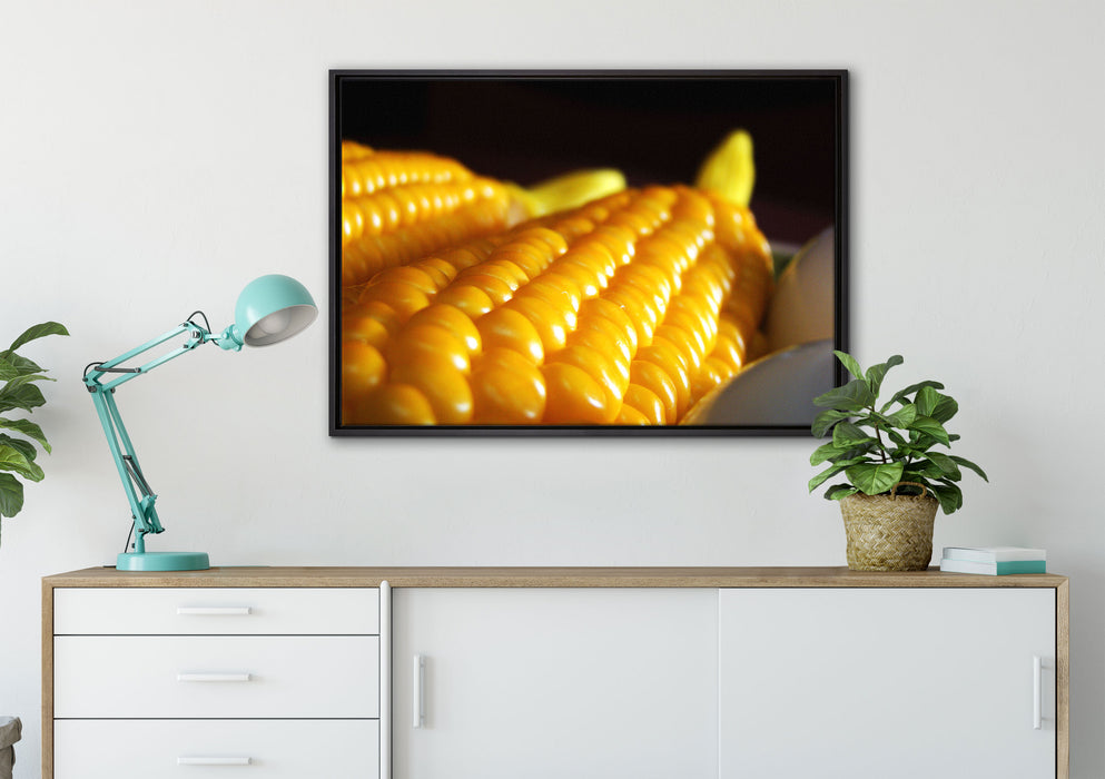 köstlicher Maiskolben auf Leinwandbild gerahmt verschiedene Größen im Wohnzimmer