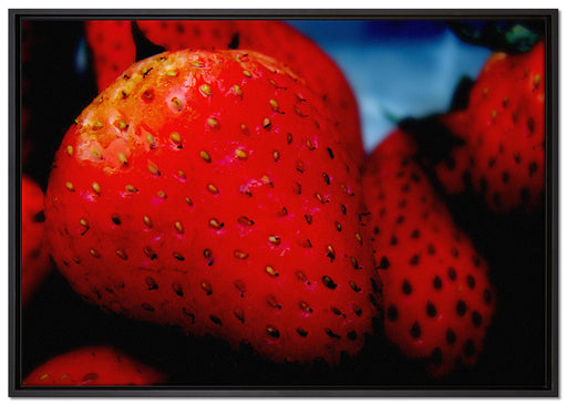 reife Erdbeeren auf Leinwandbild gerahmt Größe 100x70