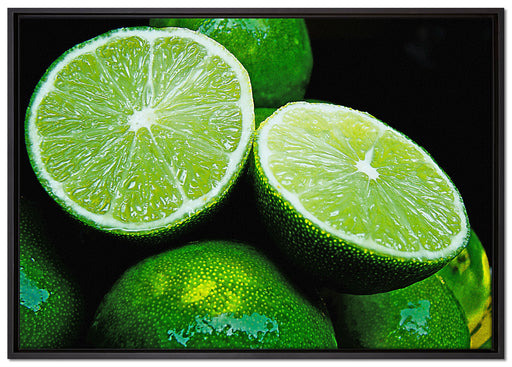 aufgeschnittene Limetten auf Leinwandbild gerahmt Größe 100x70