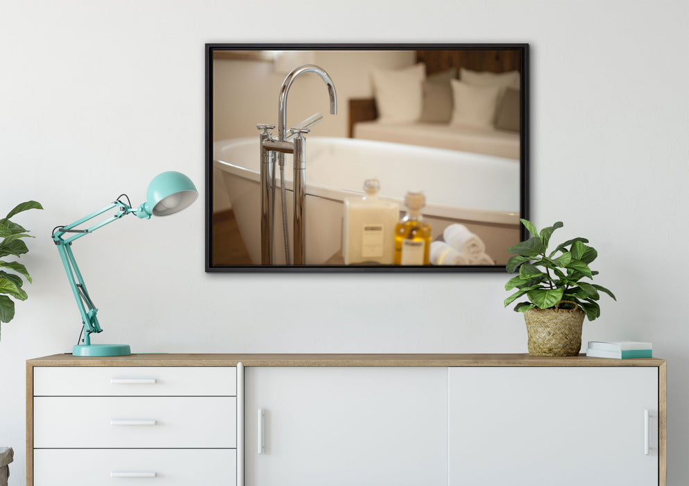 stilvolle Badewanne auf Leinwandbild gerahmt verschiedene Größen im Wohnzimmer