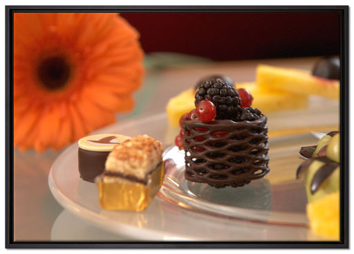 appetitliche Desserts auf Leinwandbild gerahmt Größe 100x70