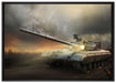 Panzer im Nebel auf Leinwandbild gerahmt Größe 100x70