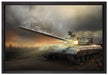Panzer im Nebel auf Leinwandbild gerahmt Größe 60x40