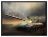 Panzer im Nebel auf Leinwandbild gerahmt Größe 80x60