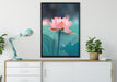 Zarte rosafarbener Lotus auf Leinwandbild gerahmt verschiedene Größen im Wohnzimmer