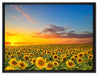 Sonnenuntergang Sonnenblumen auf Leinwandbild gerahmt Größe 80x60