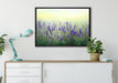 Schöner Lavendel im Regen auf Leinwandbild gerahmt verschiedene Größen im Wohnzimmer